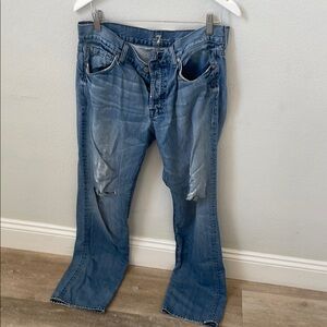 7 For All Mankind Distressed Blue Jeans